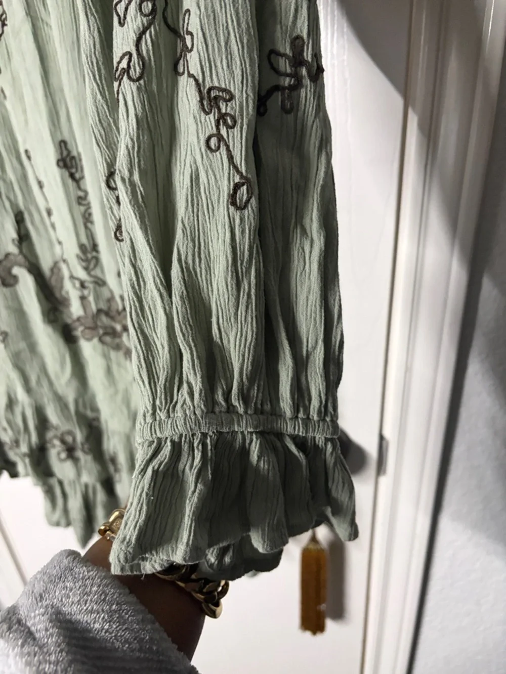Free People Sage Green Embroidered High-Low Dress - Picture 2 of 4